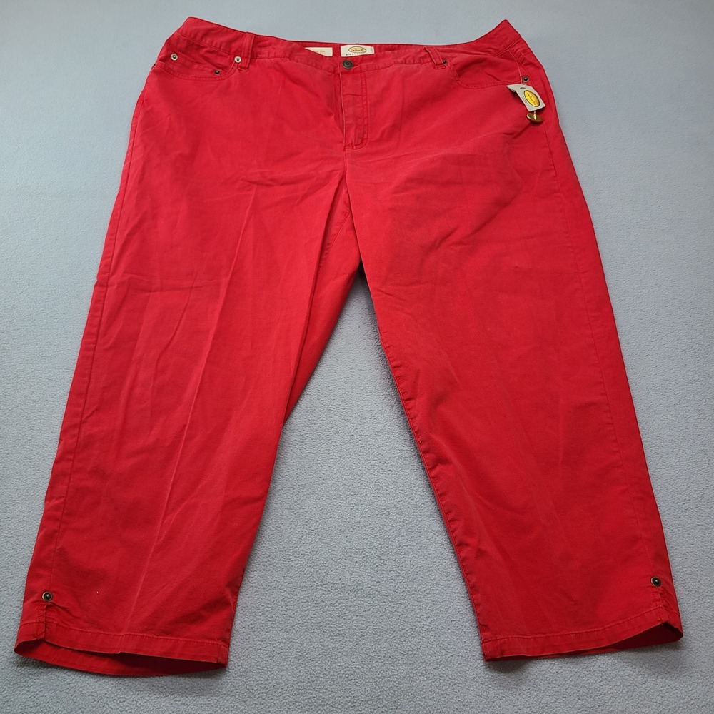 Talbots Cropped Pants Women 20WP Red New Classic Fit Stretch Cotton Capris